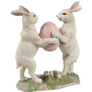 Clayre & Eef 6PR4390 Déco Lapin Beige Rose 11x5x13 cm Polyrésine