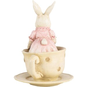Clayre & Eef 6PR4395 Déco Lapin Beige Rose 8x8x11 cm Polyrésine