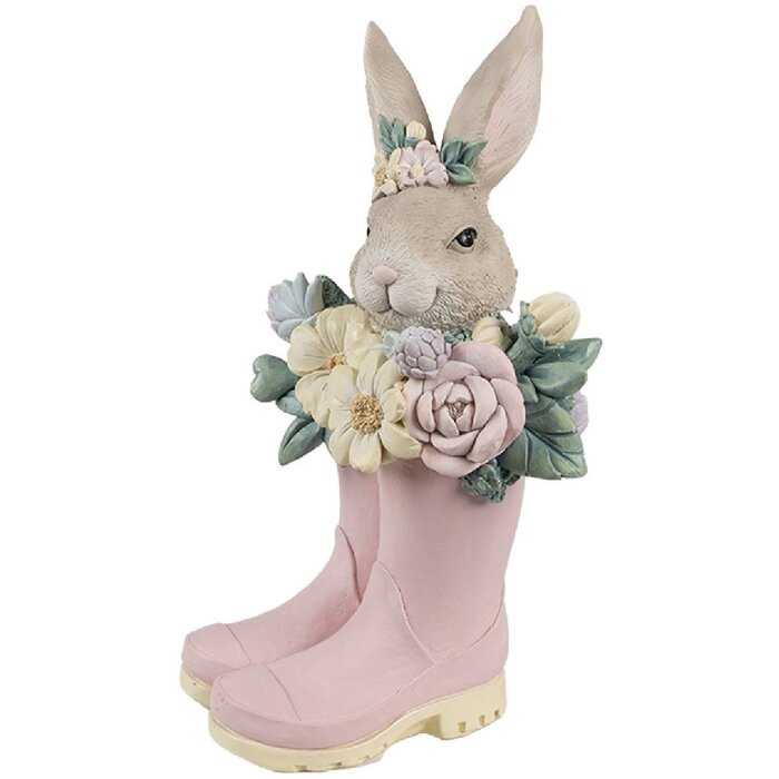 Clayre & Eef 6PR5167 Décoration Lapin Beige Rose 13x13x23 cm