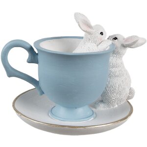 Clayre & Eef 6PR5178 Déco Lapin blanc bleu 13x16x12 cm