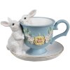 Clayre & Eef 6PR5178 Déco Lapin blanc bleu 13x16x12 cm