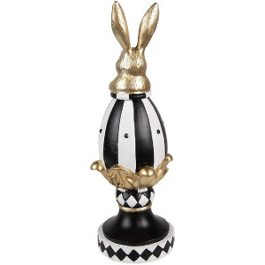 Clayre & Eef 6PR5192 Œuf décoratif noir blanc or 13x12x34 cm Polyrésine