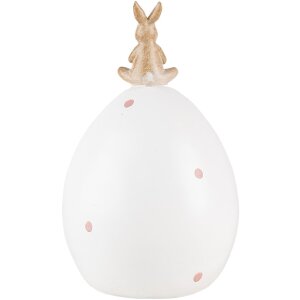Clayre & Eef 6PR5260 Décoration Lapin sur œuf Blanc Ø 10x16 cm