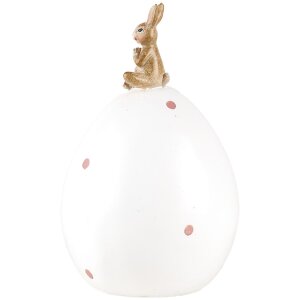 Clayre & Eef 6PR5260 Décoration Lapin sur œuf Blanc Ø 10x16 cm