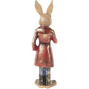 Clayre & Eef 6PR5487 Décoration Lapin brun rouge 8x6x25 cm Polyrésine