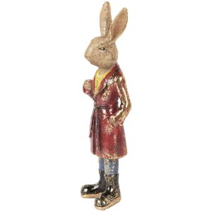 Clayre & Eef 6PR5487 Décoration Lapin brun rouge 8x6x25 cm Polyrésine