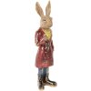 Clayre & Eef 6PR5487 Décoration Lapin brun rouge 8x6x25 cm Polyrésine