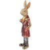 Clayre & Eef 6PR5487 Décoration Lapin brun rouge 8x6x25 cm Polyrésine