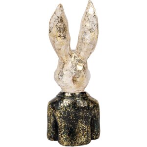 Clayre & Eef 6PR5488 Buste décoratif Lapin blanc vert 13x12x32 cm