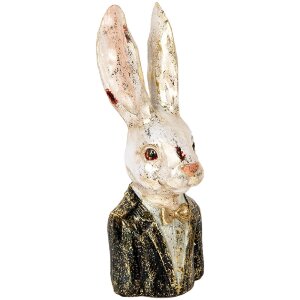 Clayre & Eef 6PR5488 Buste décoratif Lapin blanc vert 13x12x32 cm