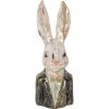 Clayre & Eef 6PR5488 Buste décoratif Lapin blanc vert 13x12x32 cm