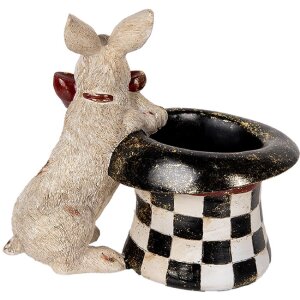 Clayre & Eef 6PR5492 Décor Lapin avec cylindre Beige Noir 25x16x23 cm