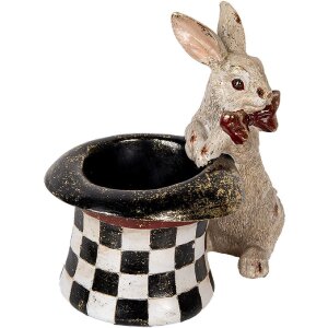 Clayre & Eef 6PR5492 Décor Lapin avec cylindre Beige Noir 25x16x23 cm