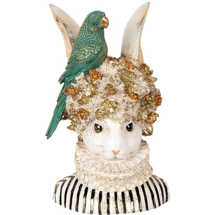 Clayre & Eef 6PR5089 Décoration Buste Lapin Beige Vert 23x21x35 cm