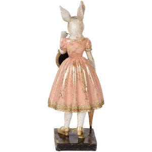 Clayre & Eef 6PR5138 Déco Lapin blanc rose 14x11x34 cm Polyrésine