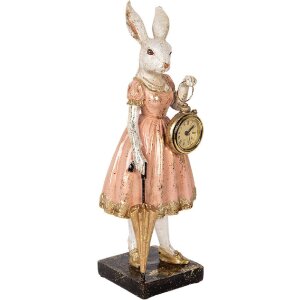 Clayre & Eef 6PR5138 Déco Lapin blanc rose 14x11x34 cm Polyrésine
