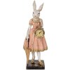 Clayre & Eef 6PR5138 Déco Lapin blanc rose 14x11x34 cm Polyrésine