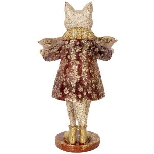 Clayre & Eef 6PR5142 Déco Chat Beige Or 16x14x27 cm