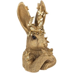 Clayre & Eef 6PR5105 Décoration Lapin doré 21x20x34 cm