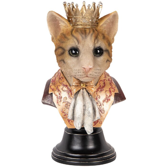 Clayre & Eef 6PR5107 Buste décoratif chat brun beige 20x19x37 cm style rustique