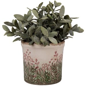 Clayre & Eef 6CE2017S Pot de fleurs en céramique Beige Vert Ø 13x12 cm style rustique
