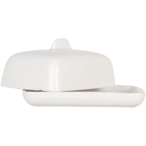 Clayre & Eef 6CE2045 Beurrier Céramique Blanc 9x8x5 cm