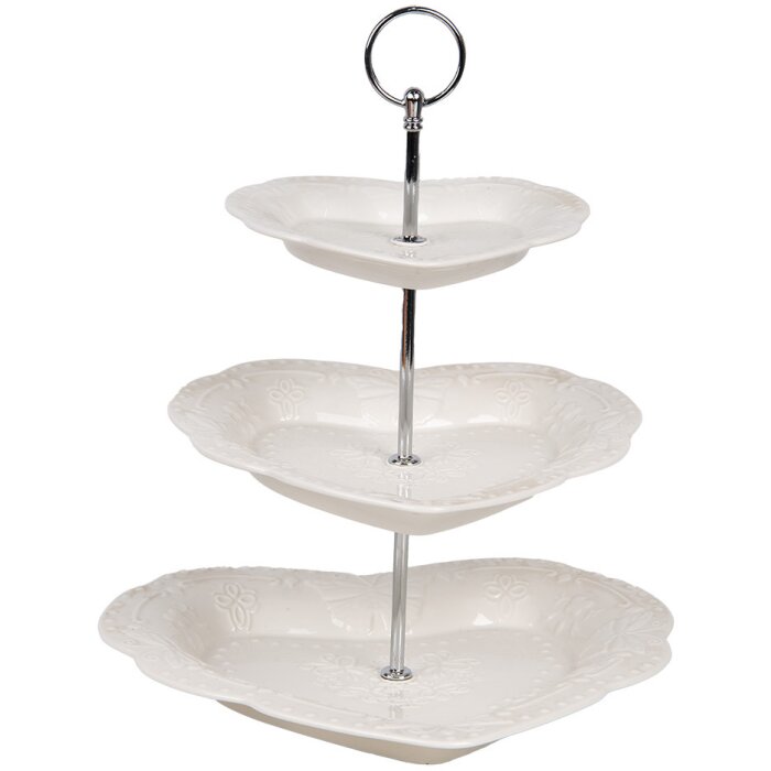 Clayre & Eef 6CE2048 Étagère Céramique Blanc Ø 26x31 cm Style romantique