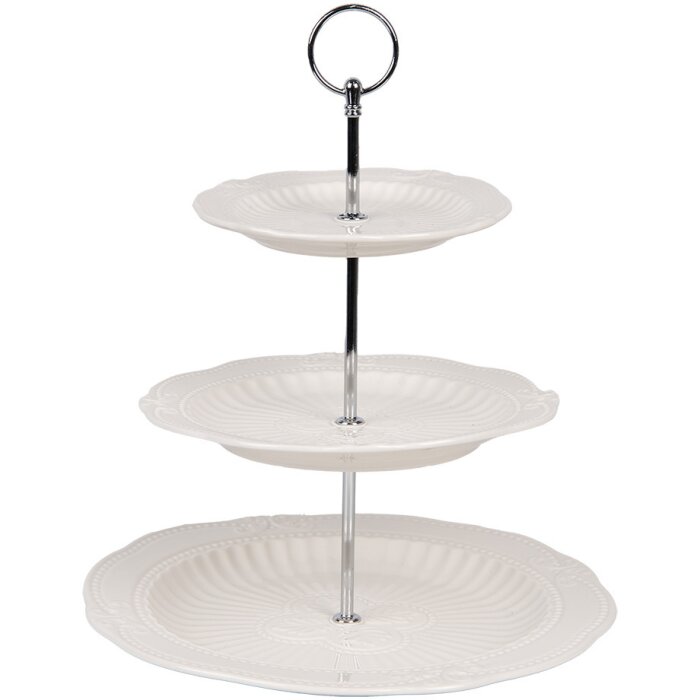 Clayre & Eef 6CE2049 Étagère en céramique blanche Ø 26x31 cm style campagnard