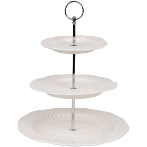 Clayre & Eef 6CE2049 Étagère en céramique blanche Ø 26x31 cm style campagnard