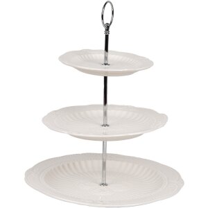Clayre & Eef 6CE2049 Étagère en céramique blanche Ø 26x31 cm style campagnard