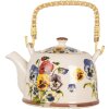 Clayre & Eef 6CETE0172 Théière Céramique Blanc Bleu 800 ml Rétro Vintage