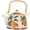 Clayre & Eef 6CETE0174 Théière Céramique Blanc Jaune 800 ml Rétro