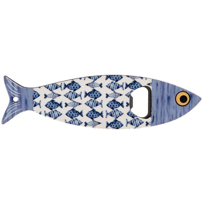 Clayre & Eef 6CE2070 Décapsuleur Bleu Céramique 5x18x1 cm Motif poisson