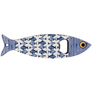 Clayre & Eef 6CE2070 Décapsuleur Bleu Céramique 5x18x1 cm Motif poisson