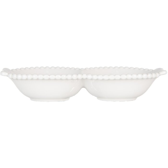 Clayre & Eef 6CEBO0202L Coupe en céramique blanche 25x7x3 cm style campagnard
