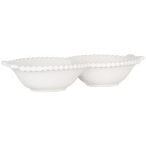 Clayre & Eef 6CEBO0202L Coupe en céramique blanche 25x7x3 cm style campagnard
