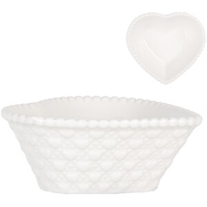 Clayre & Eef 6CEBO0203M Coupe en forme de cœur blanc 10x9x4 cm 75 ml