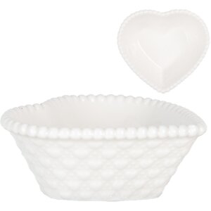 Clayre & Eef 6CEBO0203S Céramique Coupe en forme de cœur 8x8x3 cm 25 ml Blanc