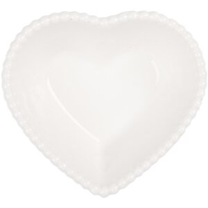Clayre & Eef 6CEBO0203S Céramique Coupe en forme de cœur 8x8x3 cm 25 ml Blanc
