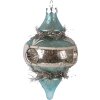 Clayre & Eef 65997 Pendentif de Noël en verre bleu argent Ø 7x13 cm