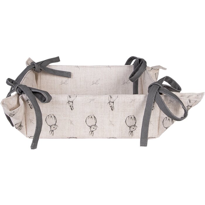 Clayre & Eef BNS47 Panier à pain 35x35x8 cm Beige Gris avec motif de lapin