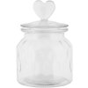 Clayre & Eef Bocal à provisions Couvercle en forme de cœur Verre Ø11 cm H16 cm Style maison de campagne