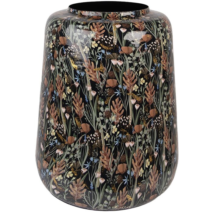 Clayre & Eef 65886 Vase décoratif Fer Noir Marron Ø 31x40 cm Design botanique