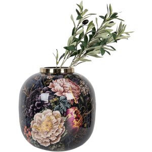 Clayre & Eef 65888 Vase décoratif Fer Noir Rose Ø 29x29 cm