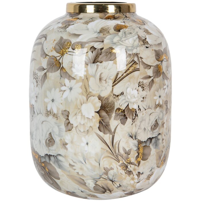 Clayre & Eef 65890 Décoration Vase Fer Beige Marron Ø 17x22 cm