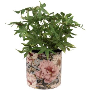 Clayre & Eef 65894 Pot de fleurs Fer Gris Rose Ø 16x15 cm Design romantique