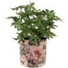 Clayre & Eef 65894 Pot de fleurs Fer Gris Rose Ø 16x15 cm Design romantique