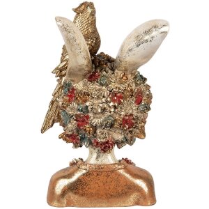 Clayre & Eef 6PR5090 Décoration Buste de lapin blanc or 22x22x34 cm