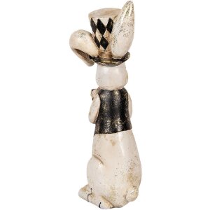 Clayre & Eef Figurine de lapin déco Vintage blanc noir or 12x14x38 cm