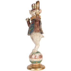 Clayre & Eef Lapin déco avec horloge Blanc Or 17x11x35 cm Style vintage